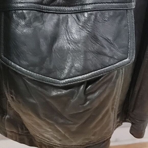 Andrew Marc Soft Black leather Field Jacket - Vintage, drawstring, Men's SZ L - Picture 4 of 15